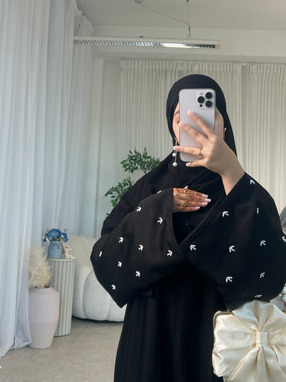 Dina handwork pearls buttoned abaya