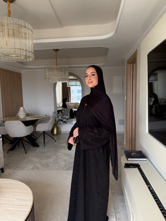 Omayra 2.0 lace jacquard printed abaya