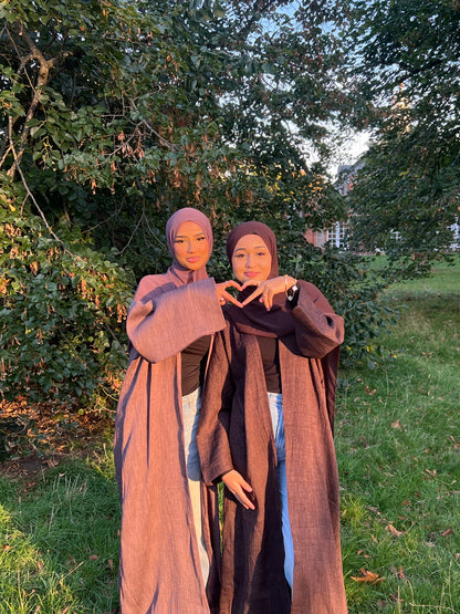 Rahma crushed linen open abaya
