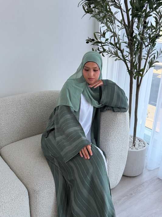 Essential striped open abaya