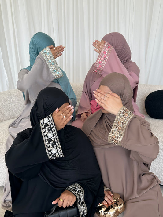 Isha floral lace summer closed abaya