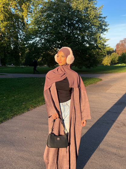 Rahma crushed linen open abaya