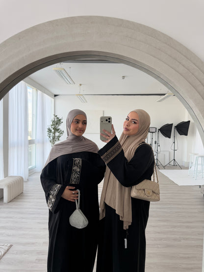 Sirin closed lace tatreez design abaya