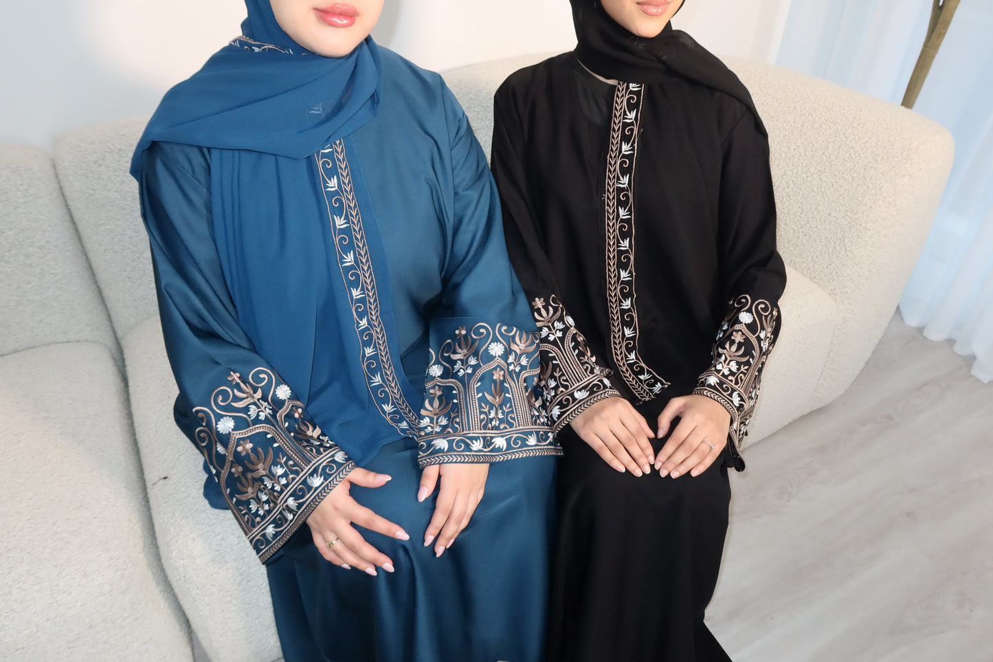 Maryam embroidery abaya with matching embroidery hijab