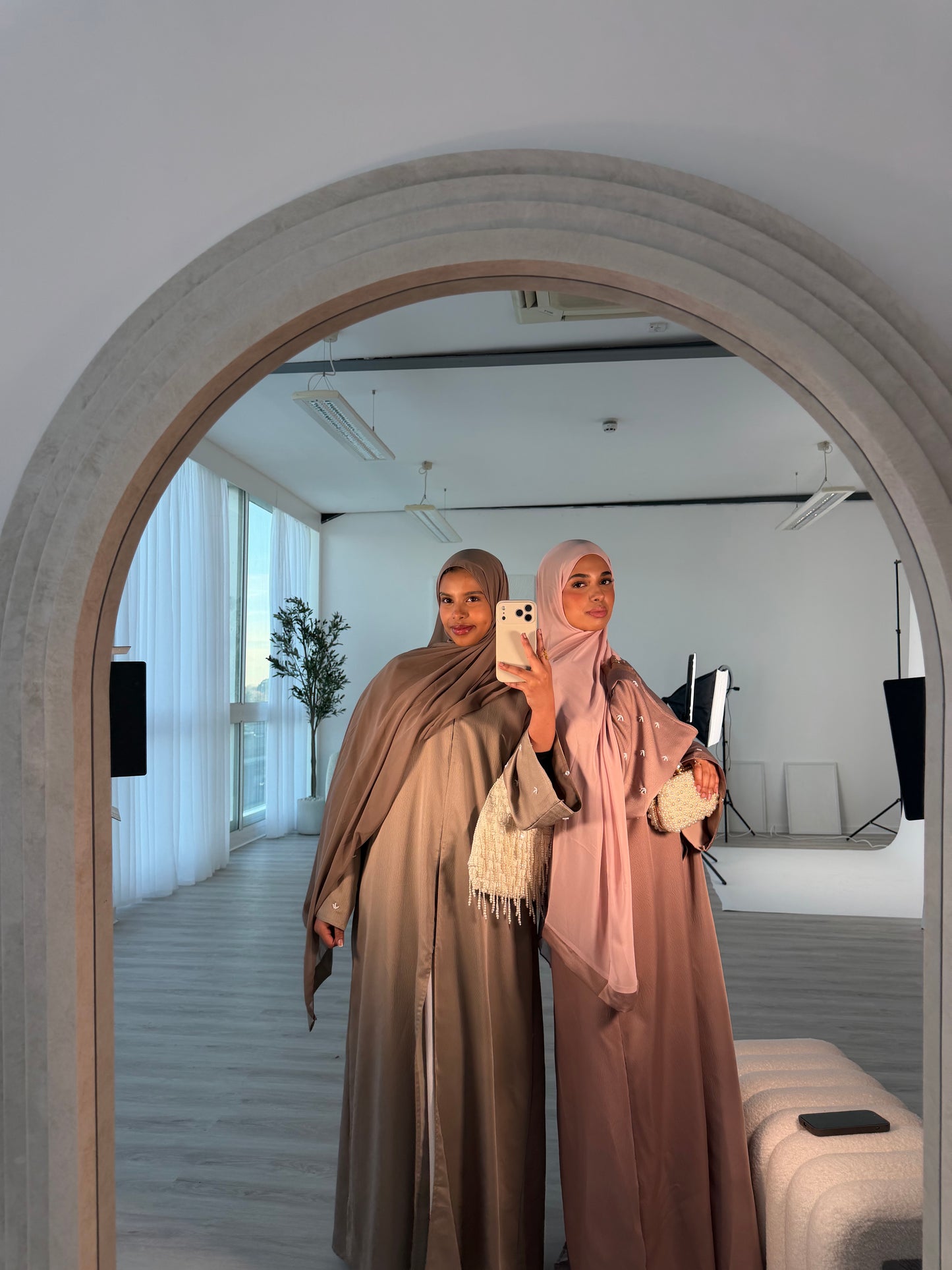 Dina handwork pearls buttoned abaya