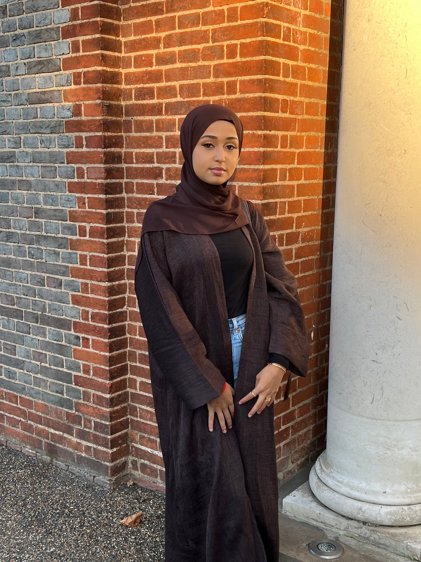 Rahma crushed linen open abaya