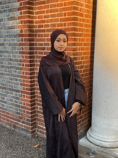 Rahma crushed linen open abaya