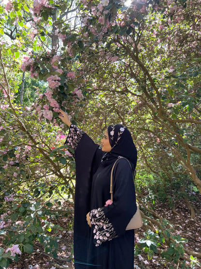 Zahra embroidery abaya with matching embroidery hijab