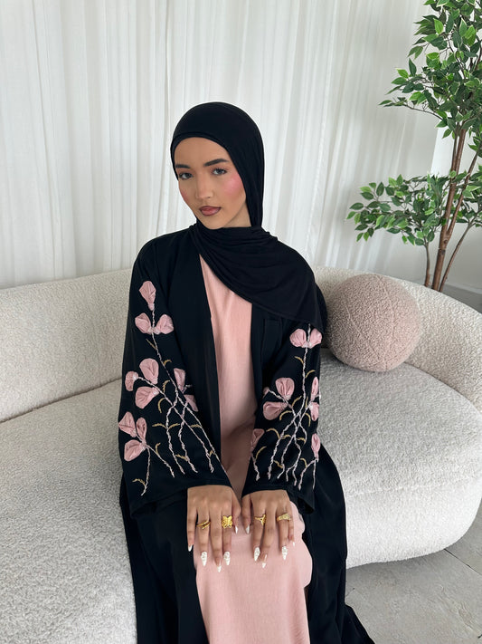 Tafiza handwork floral buttoned abaya LIMITED EDITION