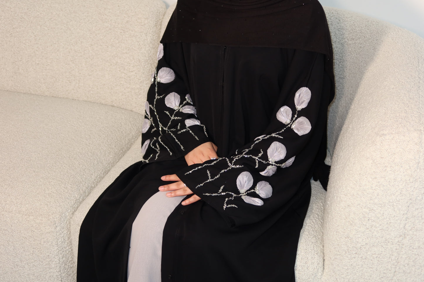 Tafiza handwork floral buttoned abaya LIMITED EDITION