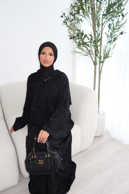 Nayla black embroidery abaya