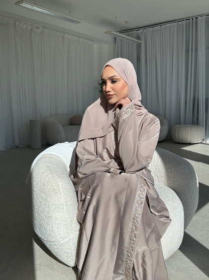 Blush Eid Luxury Lace Open Abaya LIMITED EDITION DROP