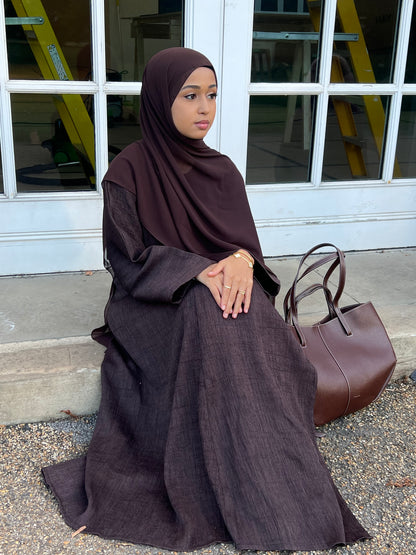 Rahma crushed linen open abaya