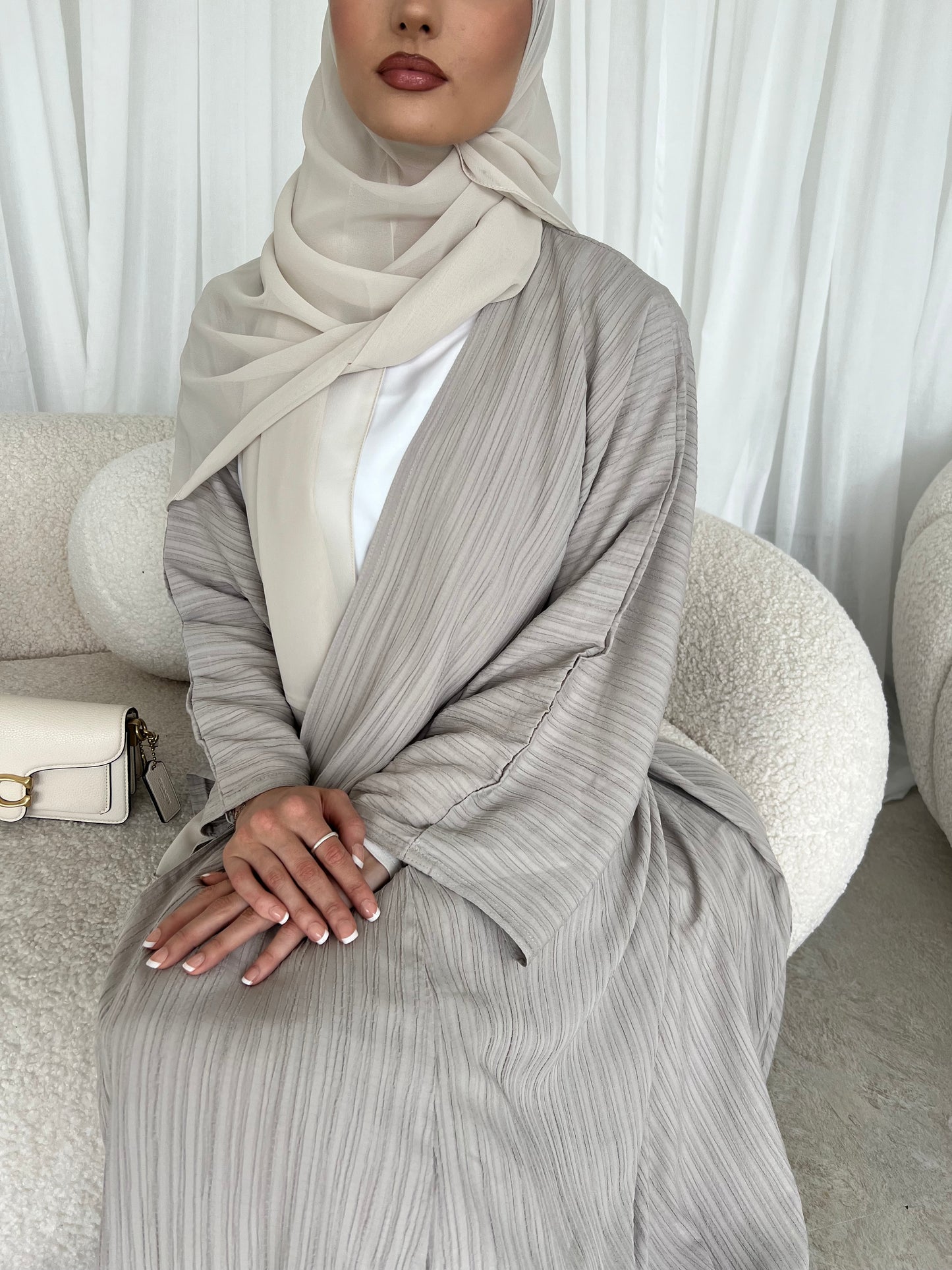 Ilham crinkled open abaya