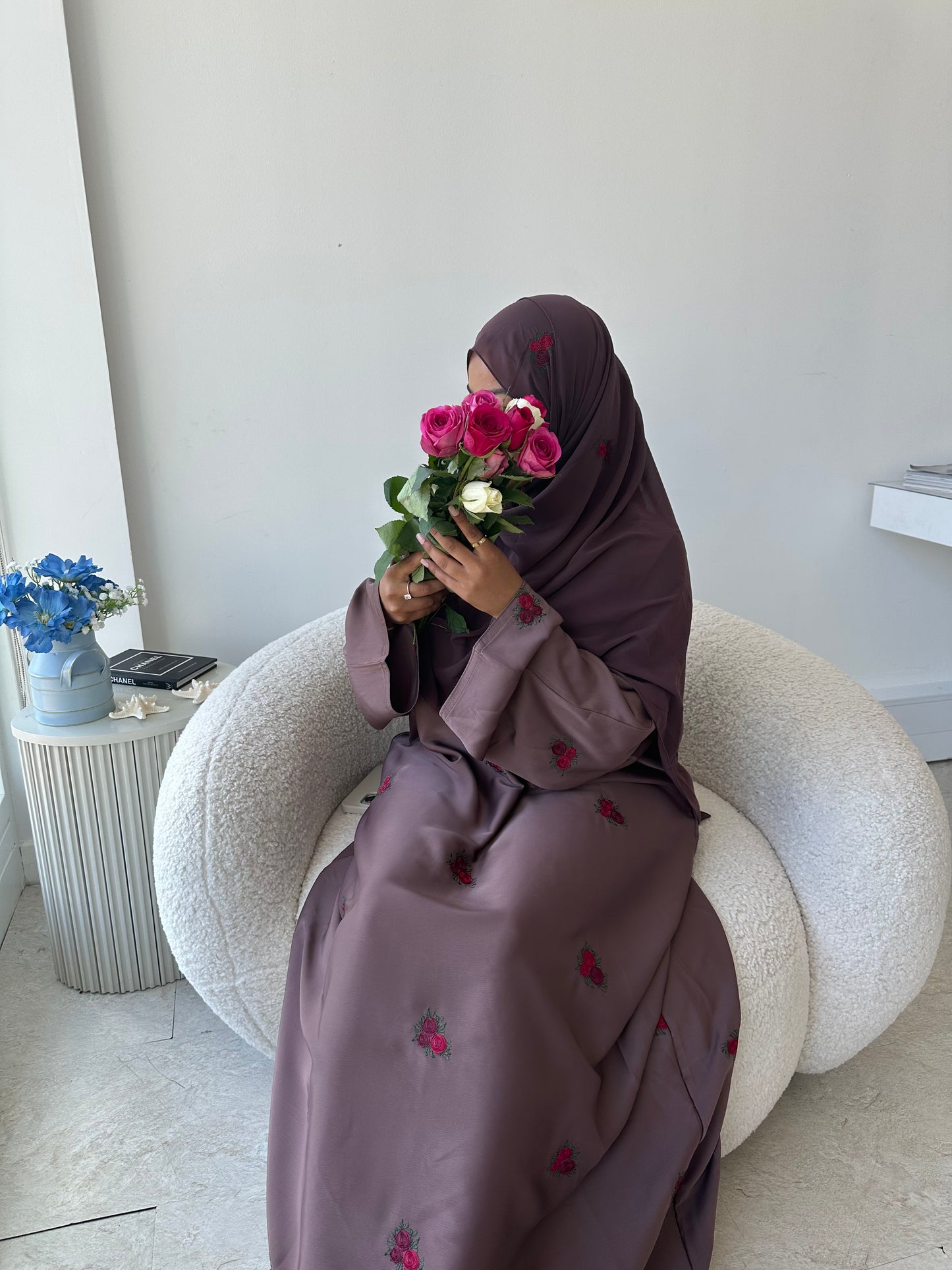Amaya embroidery purple abaya