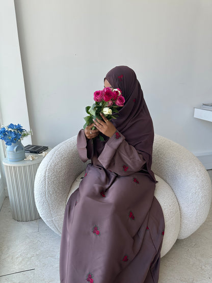 Amaya embroidery purple abaya
