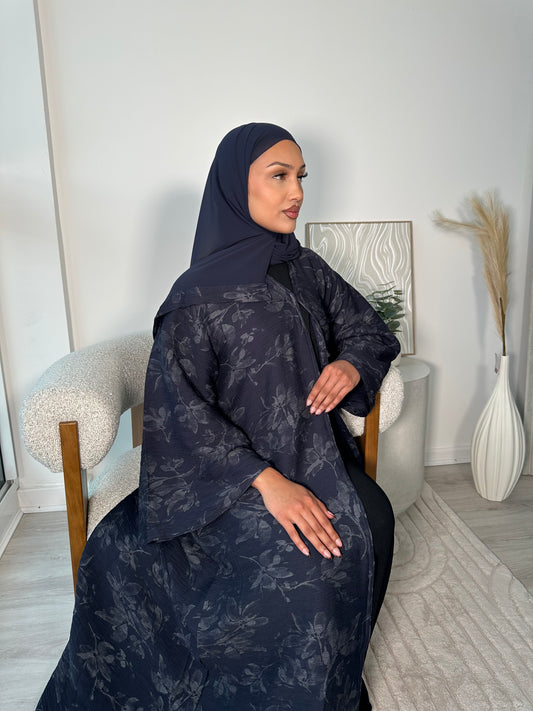 Floral printed abaya navy blue *sizes error*