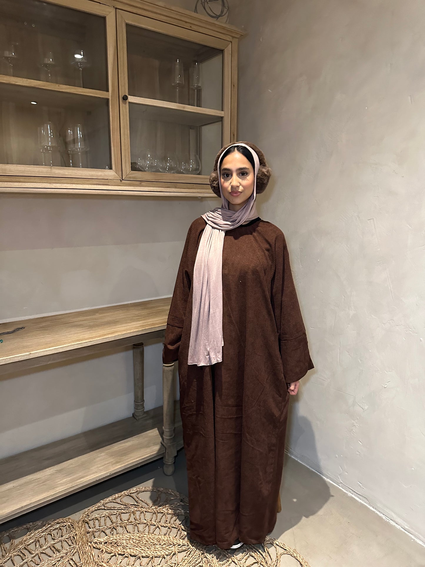 Corduroy Winter Closed abaya- CLOSED SLEEVE