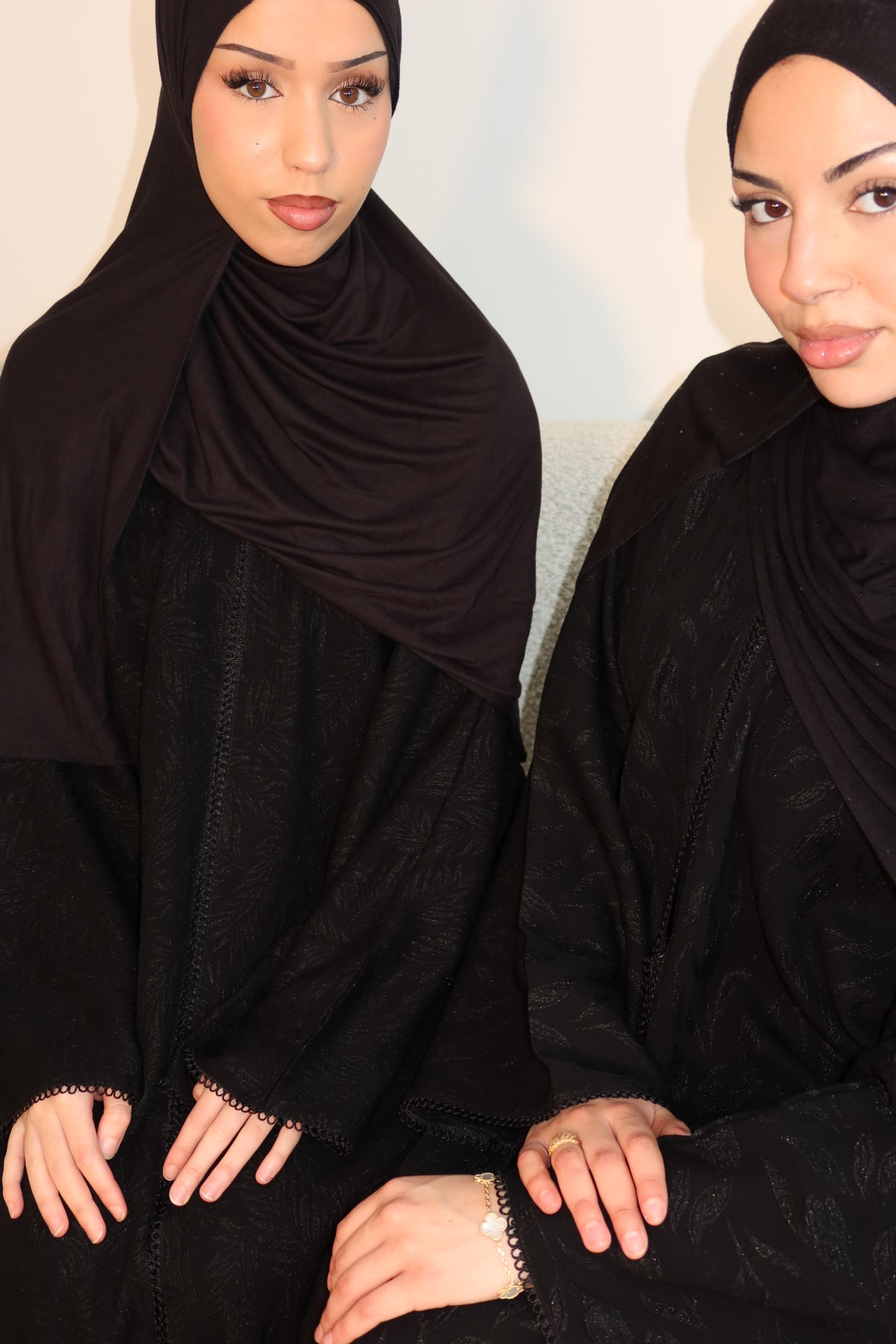 Omayra lace jacquard printed abaya