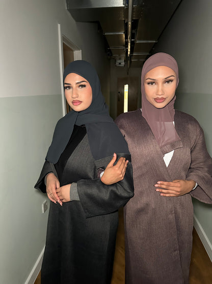 Rahma crushed linen open abaya