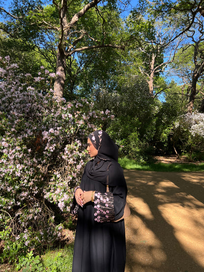 Zahra embroidery abaya with matching embroidery hijab