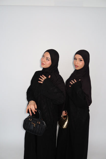 Omayra lace jacquard printed abaya