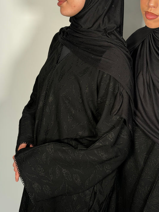 Omayra lace jacquard printed abaya