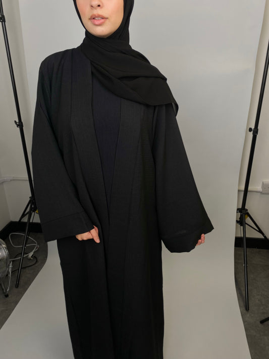 Open linen black abaya  *ex display model*