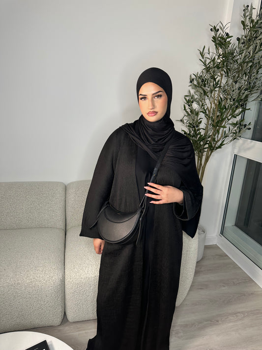 Rahma crushed linen open abaya