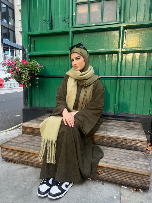 Corduroy Winter Closed Abaya - Split Sleeve (New Colours)