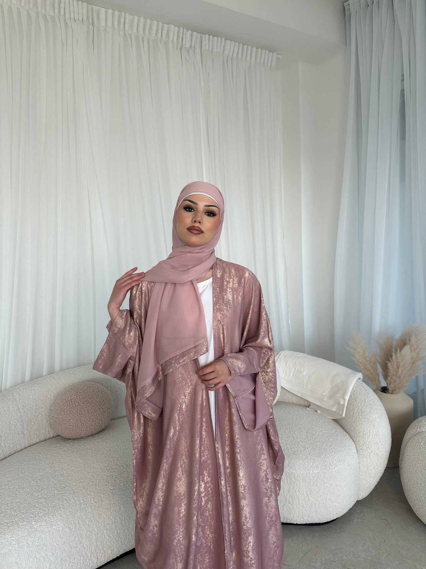 Esra Metallic Open Abaya