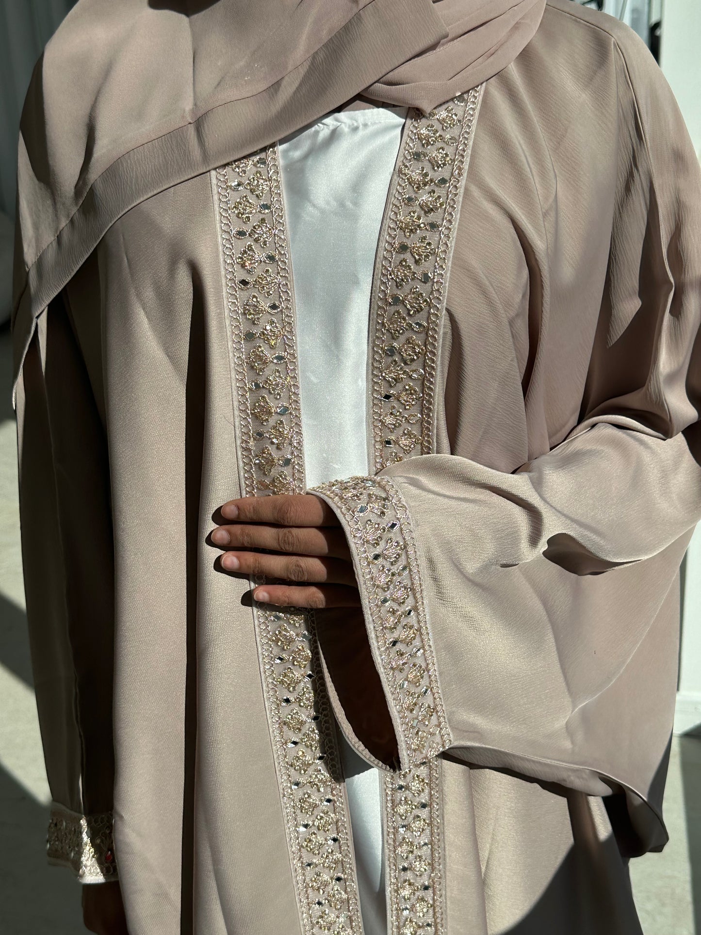 Blush Eid Luxury Lace Open Abaya LIMITED EDITION DROP
