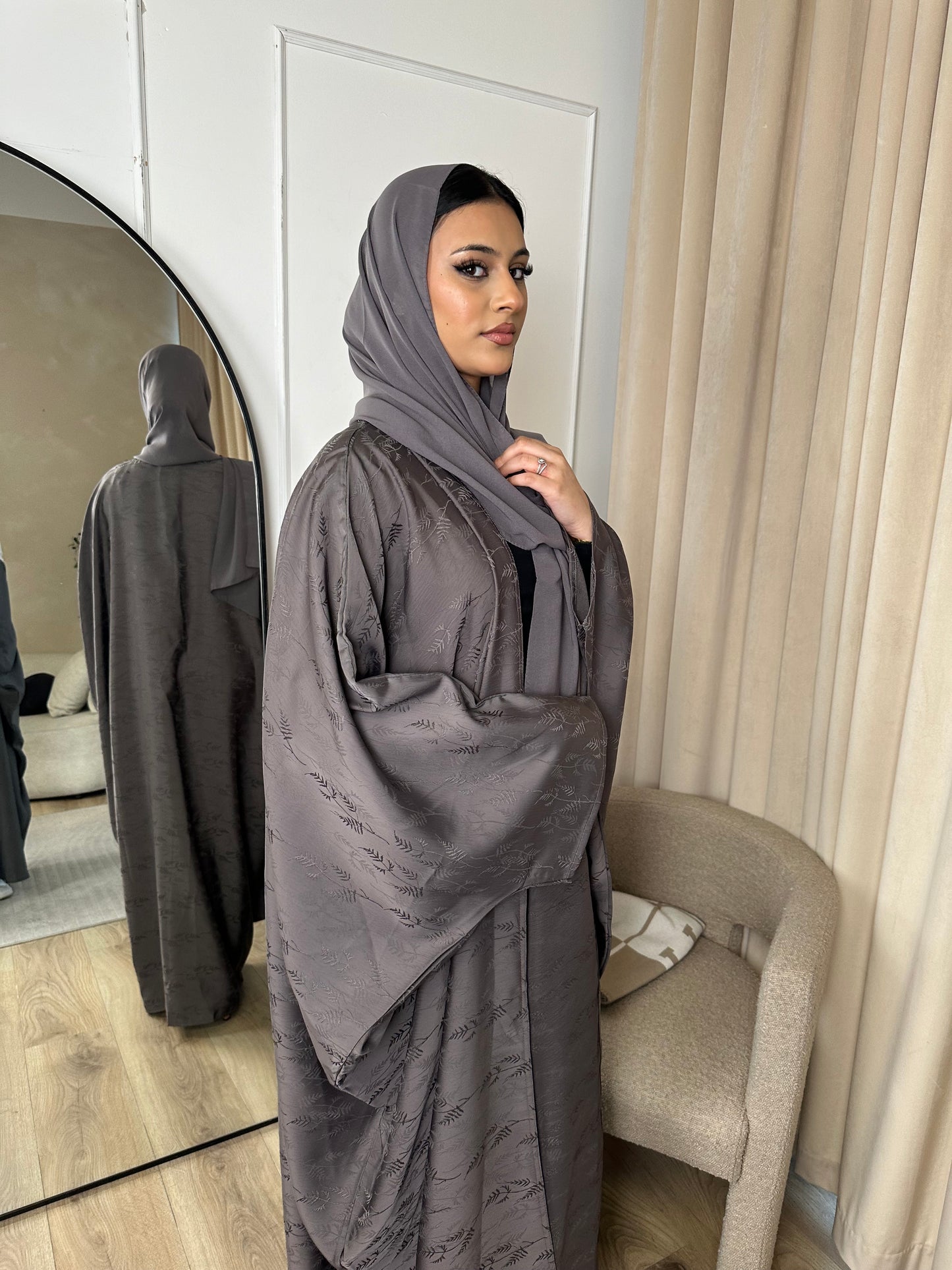 Fatima Open Batwing Printed Abaya