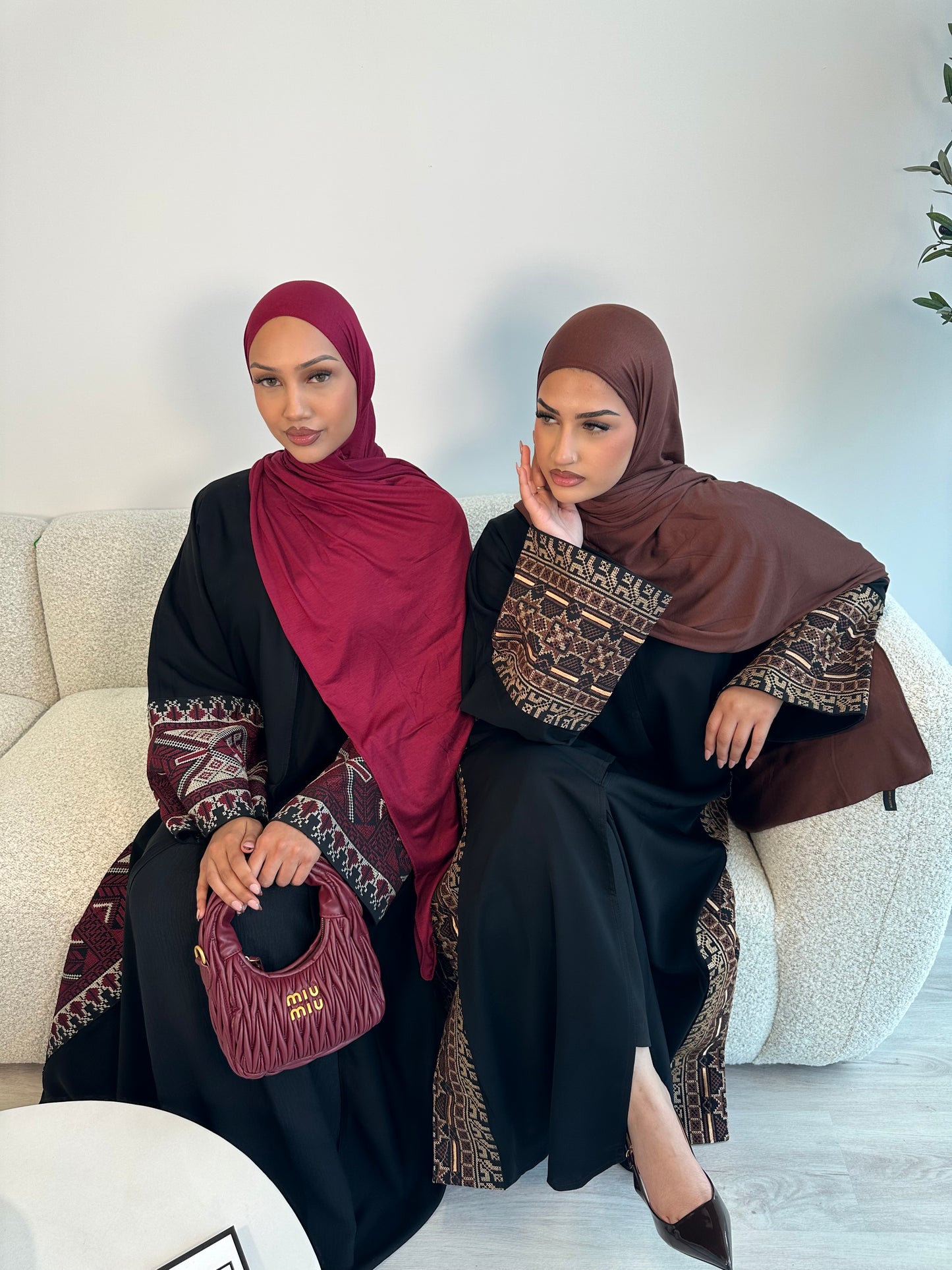 Tatreez 3.0 black buttoned nida abaya embroidery