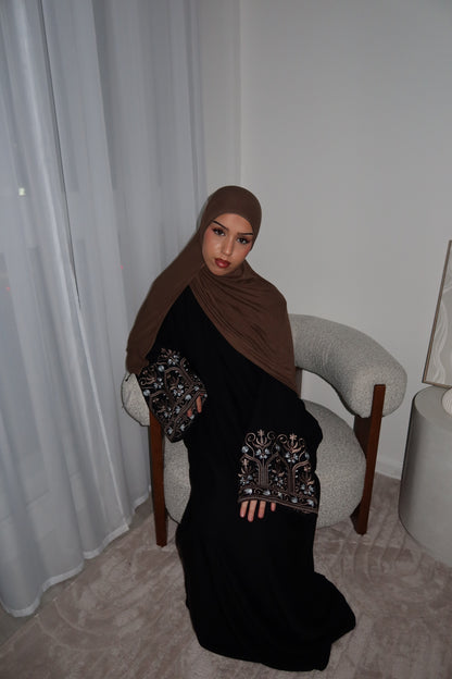 Maryam embroidery abaya with matching embroidery hijab