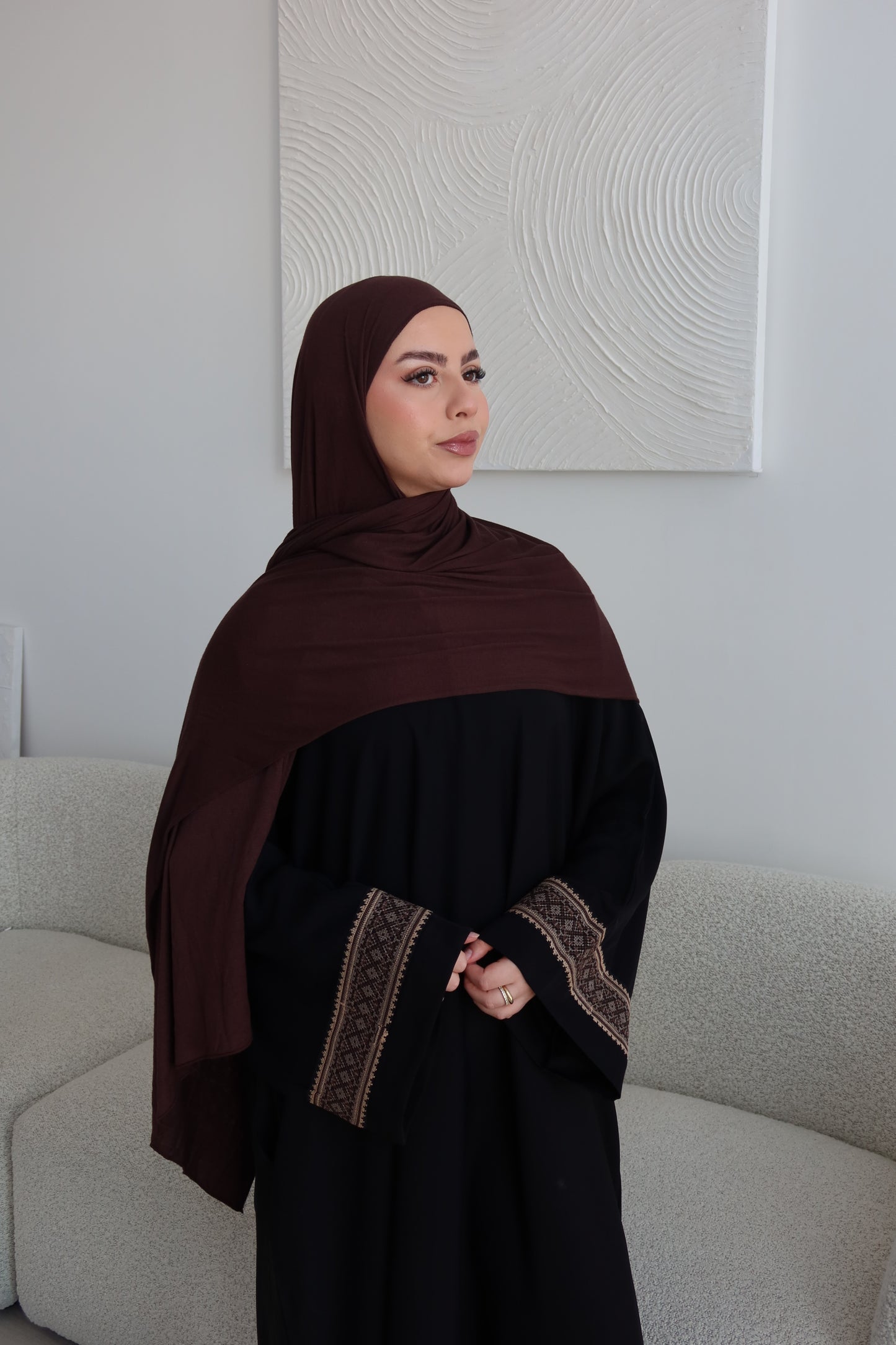 Sirin closed lace tatreez design abaya