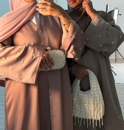 Dina handwork pearls buttoned abaya