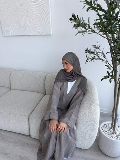 Essential striped open abaya