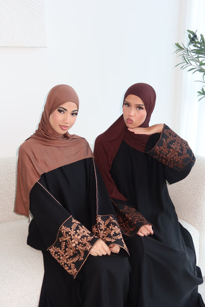 Mina black closed nida abaya