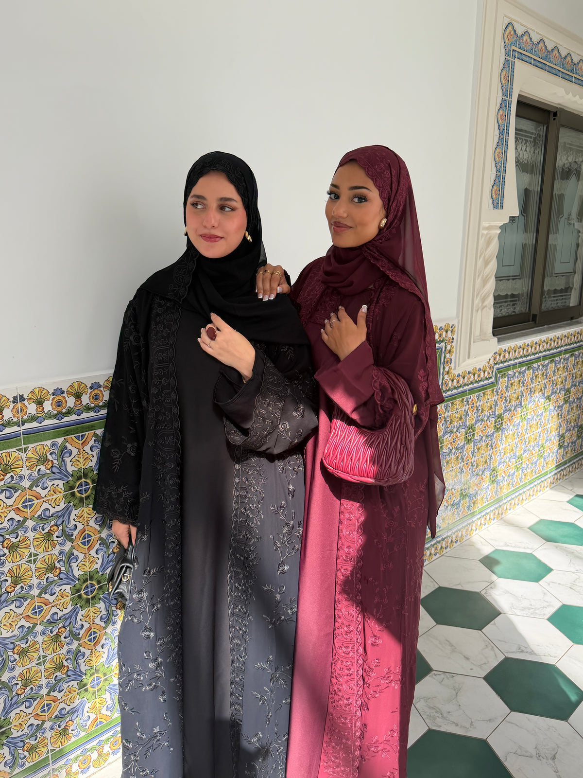 Aleena Floral printed chiffon abaya set EX DISPLAY**