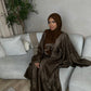 Hira Batwing Printed Abaya with Inner Belt