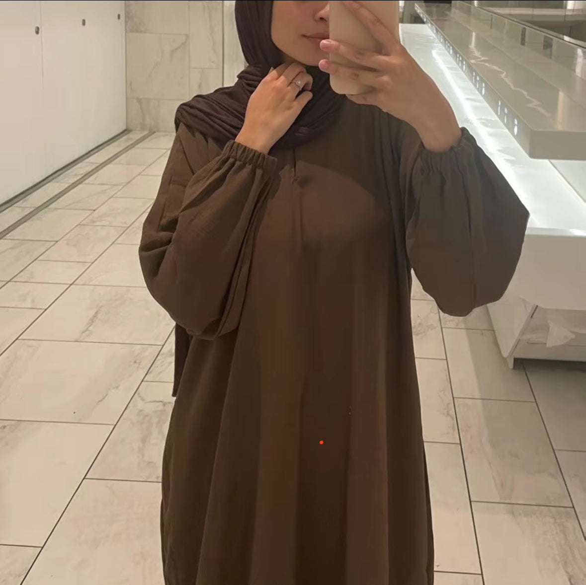 Lamia Cuffed Sleeves Crepe Prayer Abaya with Pockets