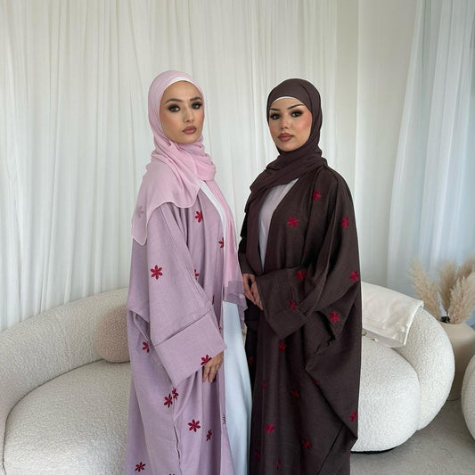 NAIMA linen floral OPEN abaya