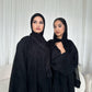 Corduroy Winter Abaya - Black | Closed Sleeve & Split Sleeve