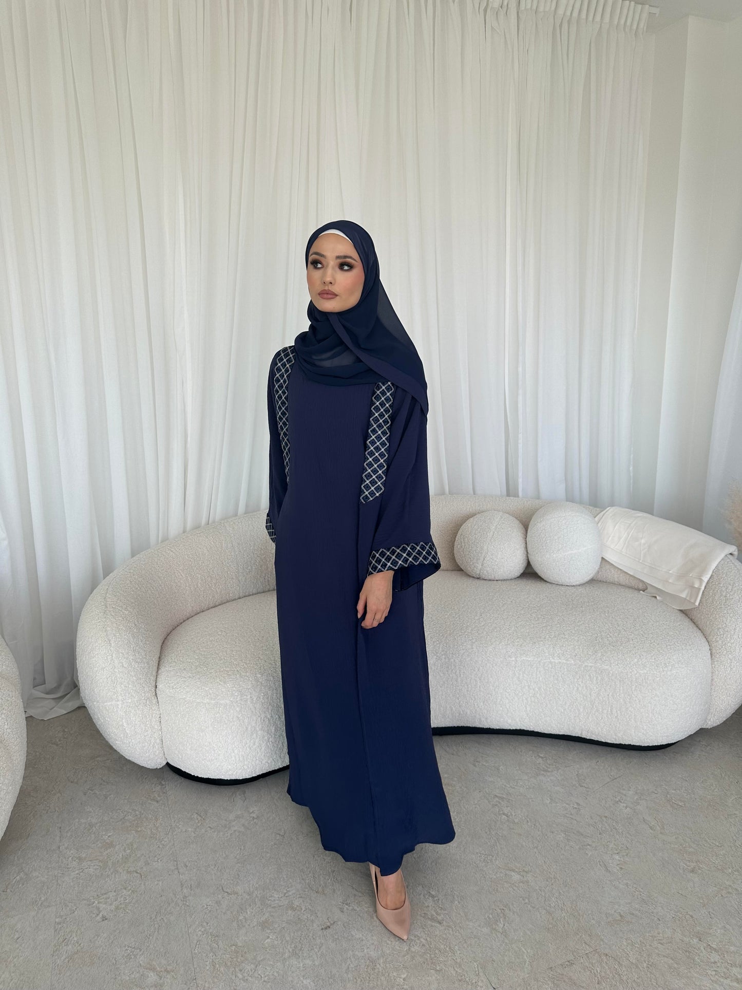 Azeena blue open abaya with inner