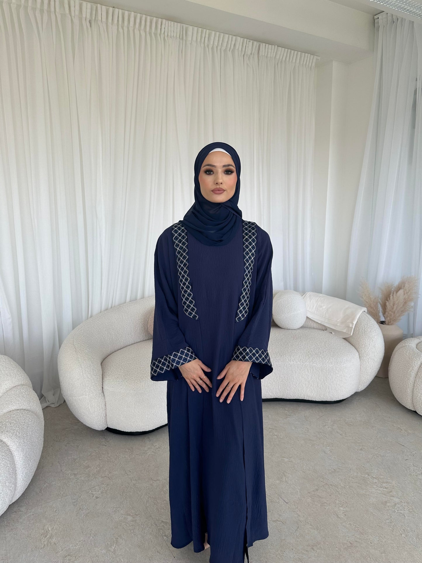 Azeena blue open abaya with inner