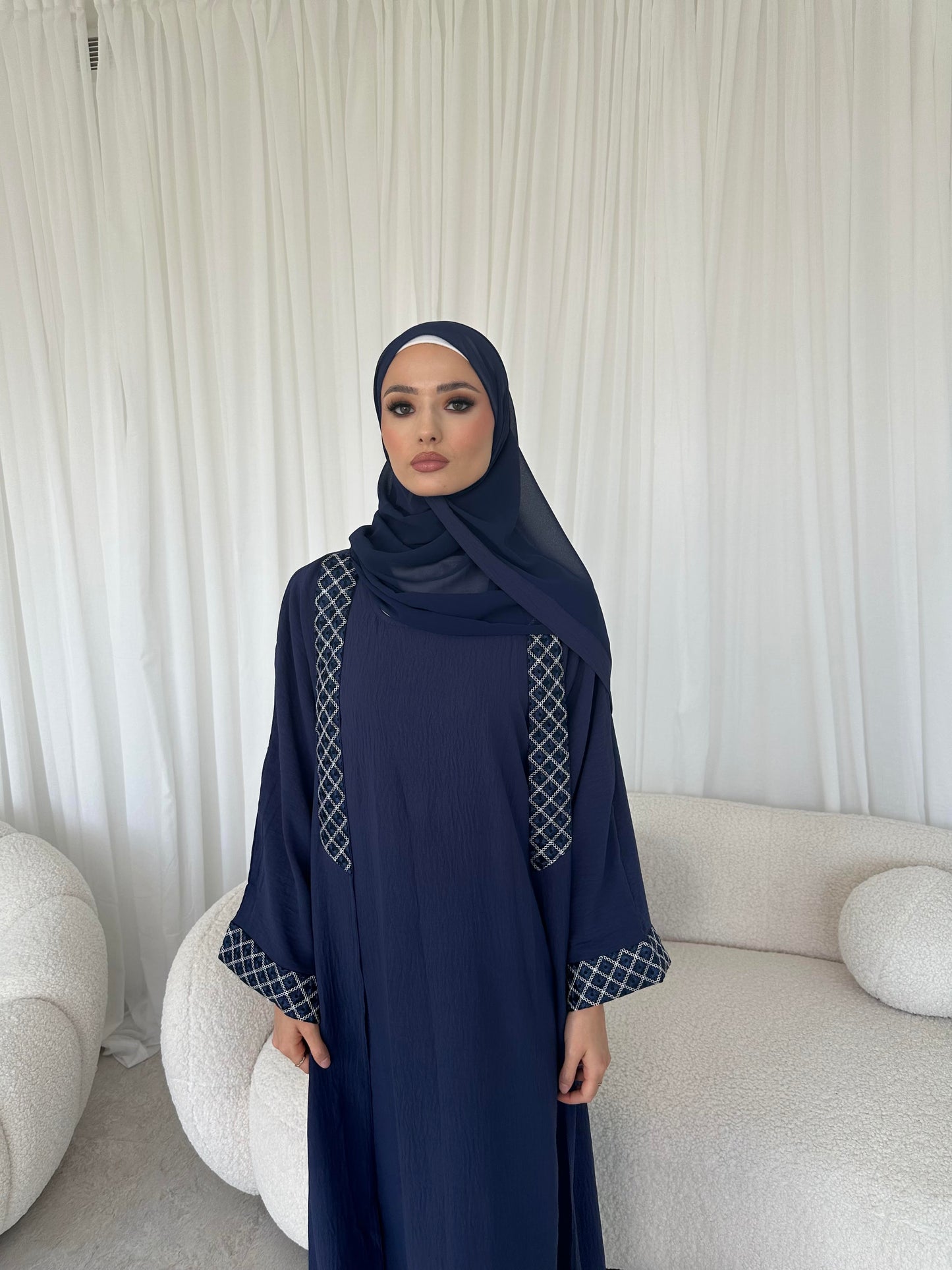 Azeena blue open abaya with inner