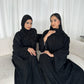 Corduroy Winter Abaya - Black | Closed Sleeve & Split Sleeve