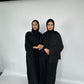 Corduroy Winter Abaya - Black | Closed Sleeve & Split Sleeve