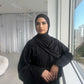 Corduroy Winter Abaya - Black | Closed Sleeve & Split Sleeve